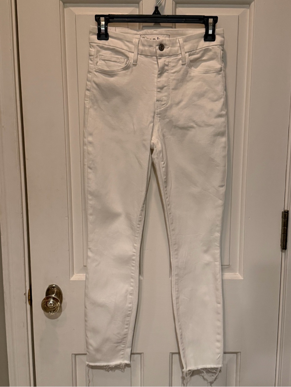 Frank & Eileen Women’s White Skinny Jeans Slim Fit Frayed Hem Size 26
